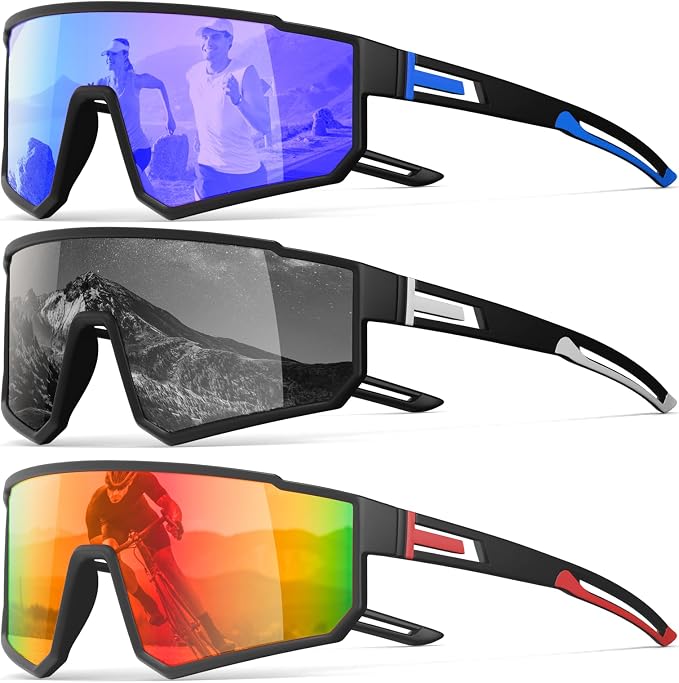 3 Pack Polarized Running Sunglasses for Women Mens Sunglasses UV Protection for Cycling Baseball Fishing