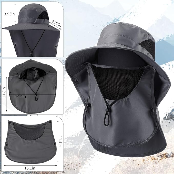 Xuhal 12 Pcs Fishing Sun Hat for Men Women Wide Brim UV Sun Protection Cap Summer Outdoor Hiking Hat Neck and Face Flap