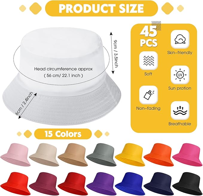 Haysandy Bulk Bucket Hats for Summer Camps Sun Protection Quick Dry Fishing Hats for Teams and Group Events
