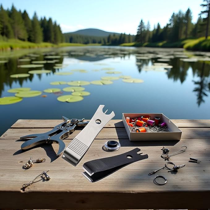 2Pcs Fishing Line Cutter Nipper with Hook Eye Cleaner Pin Steel Fishing Line Scissors Cutting Tool, Fishing Line Cutter Nipper with Hook Eye Cleaner Pin, Multi Functional Accessories（51 * 11.5mm)