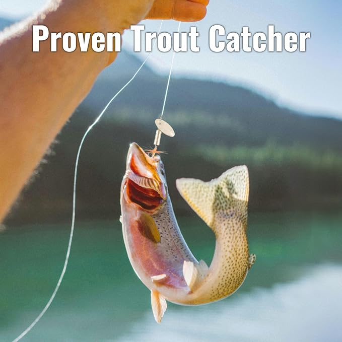 Trout Spinnerbait Lures Inline Rooster Tail Fishing Kit Brass Spinner Baits with Smooth Rotation Flash Blade for Bass Pike Crappie Saltwater Freshwater Lake River 360 Balance Hook
