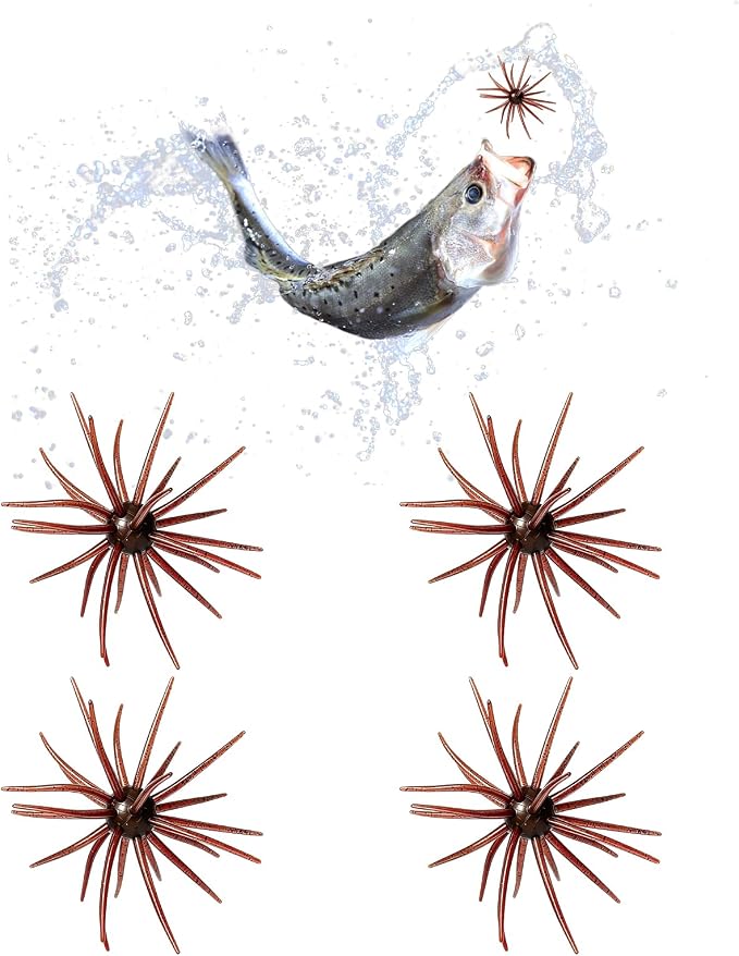 4Pcs Floating Sea Urchin Soft Lure - Super Urchin Bait with Tentacles, TPE Finesse Baits for Bass Fishing, Multi-Species Lures for Drop Shot, Wacky Rig, Neko Rig, Durable & Lifelike Fishing Lures