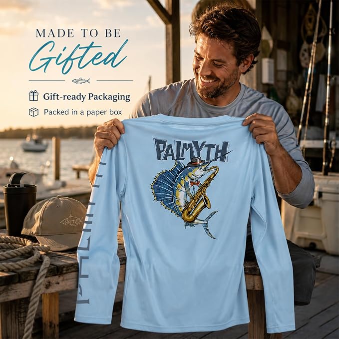 Palmyth Fishing Shirts for Men Long Sleeve UPF 50+ T Shirt Sun Protection Tee