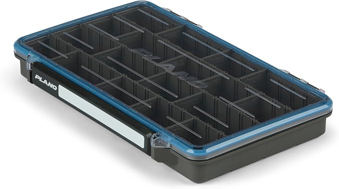Plano StowAway 3700 Waterproof Stow Tackle Box, IPX7 Waterproof, with Rustricor, Single Latch Design, Transparent DuraView Lid, Stackable Storage for Fishing Bait, Lures and Gear