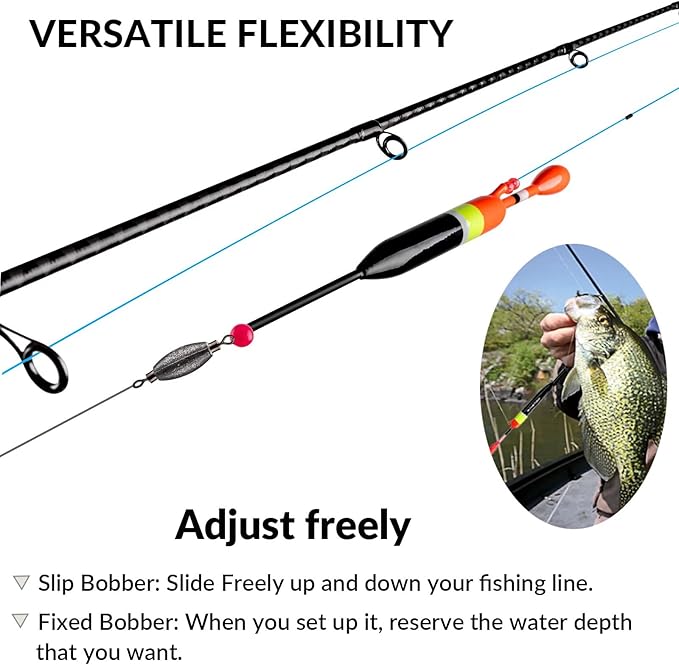 THKFISH Fishing Bobbers Fishing Floats and Bobbers Slip Bobbers for Fishing Balsa Floats Crappie Fishing Bobbers 1/6oz(3.47"X0.47"X6.73") 3/8oz(3.84"X0.6"X 7.2") 1/2oz(4.13"X0.75"X7.87")