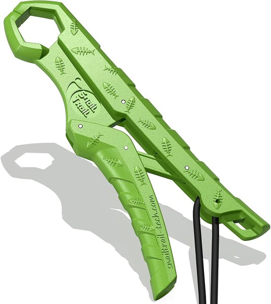 SNAIL TRAIL 7.5'' Floating Fish Gripper, Fishing Grabber, Catfish Mouth Pliers, Caught Bass Holder, Fish Scale Hook Clamp, Saltwater Lip Grip Tool with Lanyard, Gifts for Men, Green