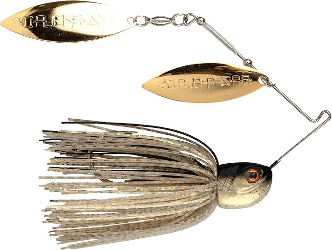 Strike King (TGBDWEL34-215) Tour Grade Bottom Dweller Spinnerbait Fishing Lure, 3/4-Ounce, Size 5/0 Hook, Tandem Raz-R Blade High RPM Blades, Hand-Tied Skirt, Golden Shiner