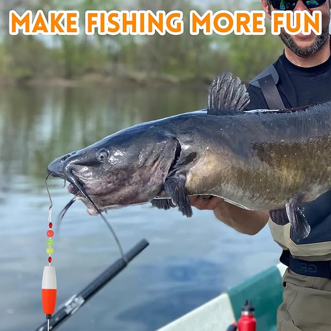Catfish Rig Catfishing Tackle Making Kit Santee Cooper Rig with Catfish Floats Rattling Line Float Lures Peg Float Bobbers Catfish Hooks Swivels Catfish Sinker Weights Fishing Rattle Bells