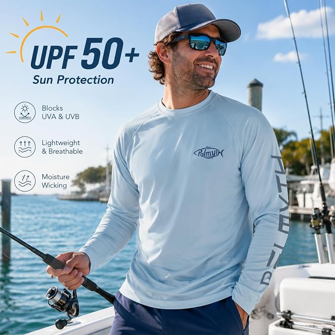Palmyth Fishing Shirts for Men Long Sleeve UPF 50+ T Shirt Sun Protection Tee