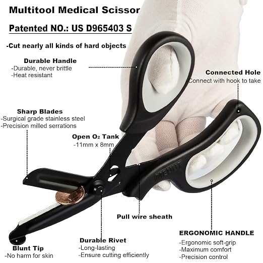 MEUUT 2 Pack Medical Scissors Trauma Shears for Left and Right Hand-8 inch Patented Bandage Scissor Heavy Duty Surgical Grade EMT Scissors for EMT Workers Doctors Nurses