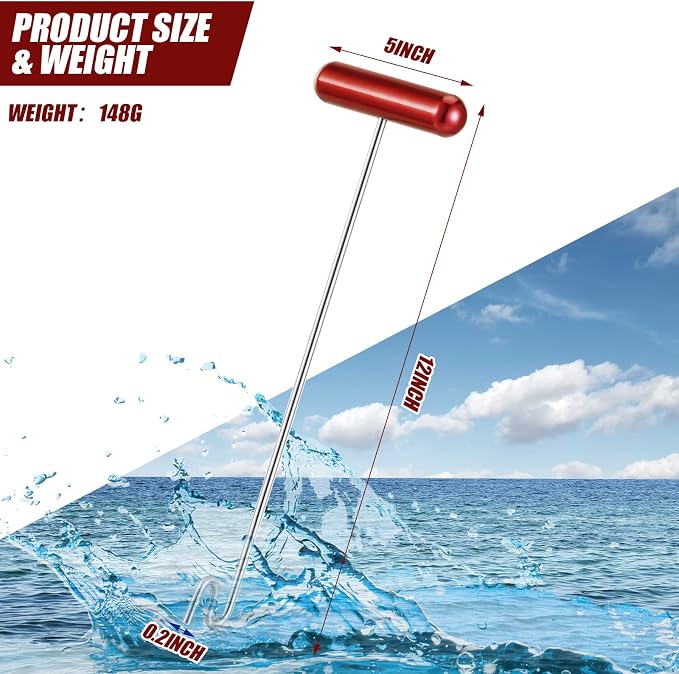 Sotiff 2 Pcs 12 in Stainless Steel Fish Hook Remover Tools Summer Fishing Hook Quick Removal Device Saltwater Dehooker Aluminum and Fish Dehooker for Fisherman