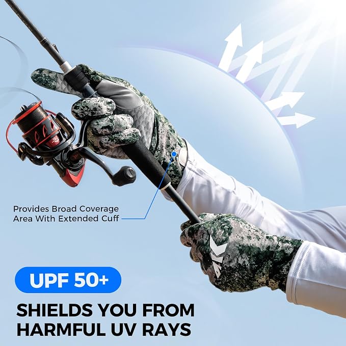 KastKing La Sal Pro Full Finger Fishing Gloves, UPF 50+ Sun Protection Gloves with Convertible Design, Ultralight Microfiber, Ultra-Soft Comfort, FrostWeave Cooling, Enhanced Grip, Four Sizes Options