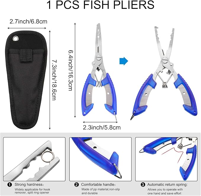 Honoson Fishs Hook Remover Tools Kit Include 1 Pcs Handheld Digital Fish Scale and Fishing Hook Remover Tool and Fish Lip Gripper and Fishing Plier with Sheath and 2 Pcs Fishs Tool Lanyards
