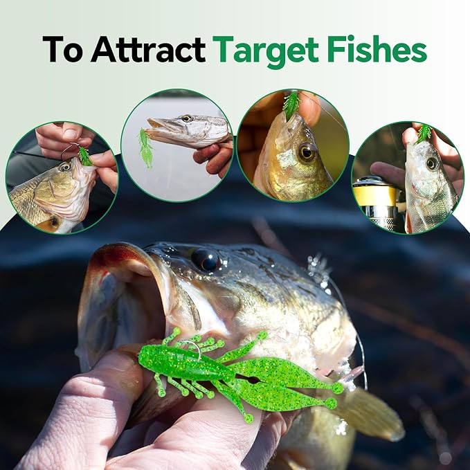 Clearance Bionics-Designed Durable Soft Plastic Fishing Lures Kit with Bonus Accessories, 3/4/5/6 Inch, 9-Type Lifelike Swimbaits in One Gear Set Included Tackle Box for Bass