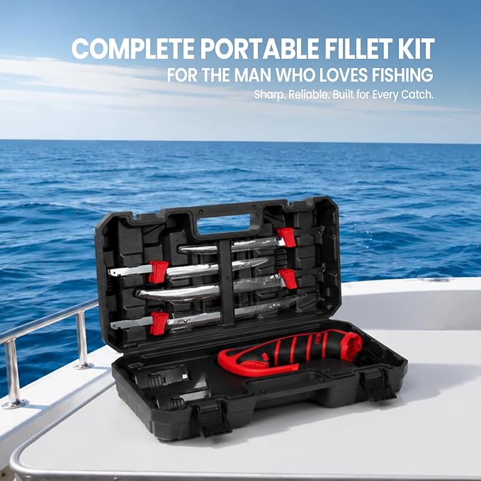 Mellif Electric Fillet Knife for Fish, 12V Cordless Fish Fillet Knife with 9.5" & 7" Sharp Blades, fillet knife for fish, Non-Slip Grip Handle, Safety Lock, 2 Rechargeable Batteries, Quick Charger & Carry Case for Fishing and Filleting