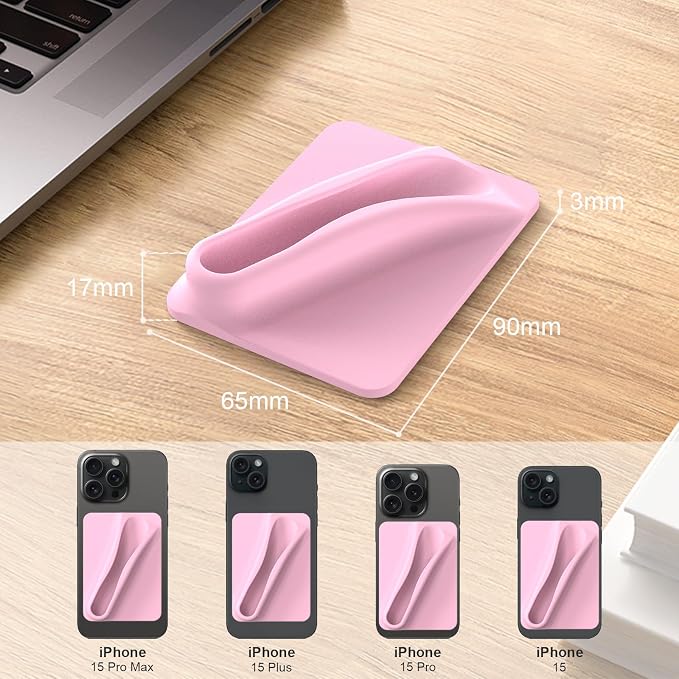 DOB SECHS Silicone Lip Holder for Cell Phone Lipstick Lip Glaze Phone Case Adhesive Back Stick On Holder for iPhone and Android Smartphone,Black+Light Pink
