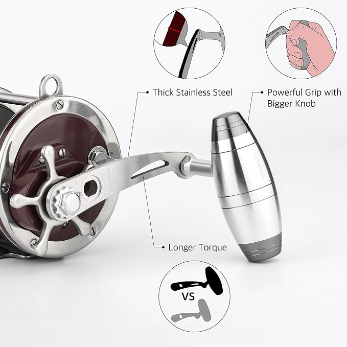 GOMEXUS Power Handle for Penn Special Senator 112H 113H 114H Fishing Reel Crank