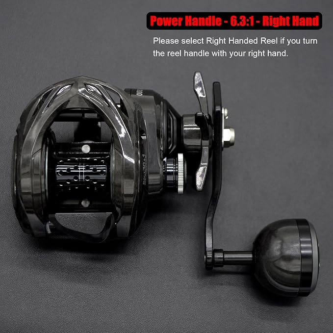 Carbon 300 Baitcasting Fishing Reel, High Line Capacity Baitcaster Reels, 6.3:1 Gear Ratio, 10+1 Stainless Steel Ball Bearings, 10 Button Magnetic Brakes, Carbon Fiber Frame and Side Covers