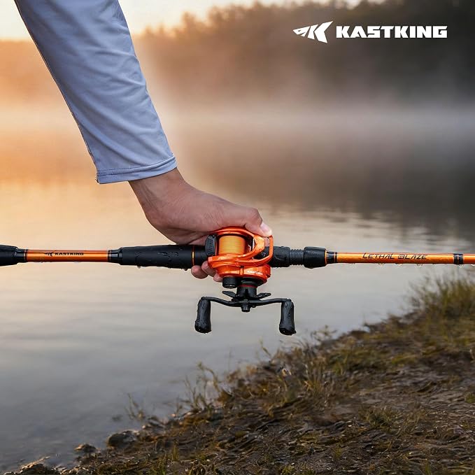 KastKing Lethal Blaze Twin-Tip Fishing Rods, IM6 Graphite Blanks Casting & Spinning Rods, 2-Piece Rod with Extra Tip, PTS Power Transition System, Ideal for Bass, Freshwater & Inshore Fishing