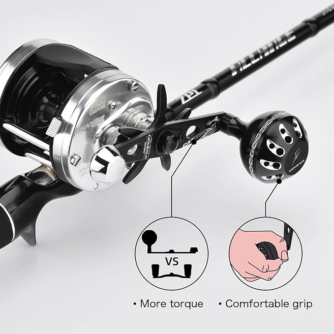 GOMEXUS Power Handle for Abu Garcia Ambassadeur C3/C4/S/SX 5000-7000 Round Fishing Reels Catfish Special Crank