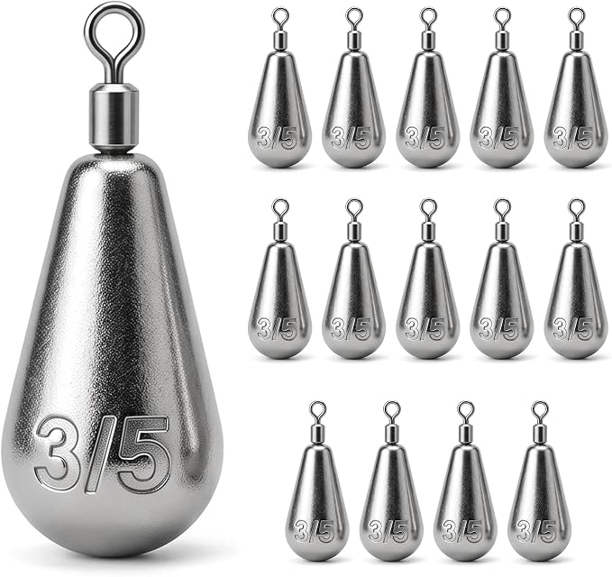 Drop Shot Fishing Weights with Rolling Swivel Streamlined Lead Fishing Sinkers for Freshwater Saltwater Catfish Bass Casting Fishing and Bottom Fishing Rigs
