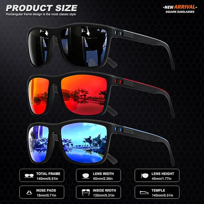 Polarized Sunglasses for Men, UV Protection Lightweight Sun Glasses for Driving Fishing Golf