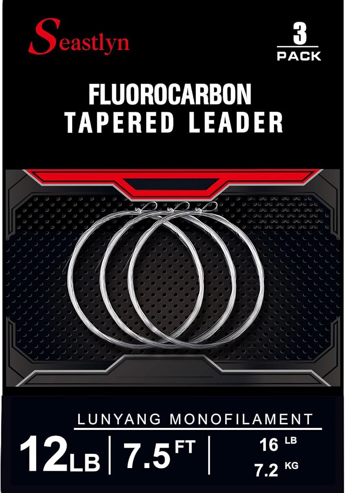 3 Packs Pre-Tied Loop Fly Fishing Tapered Leader Fluorocarbon 7.5FT 9FT 12FT 0X 1X 2X 3X 4X 5X 6X 7X 8LB-26LB