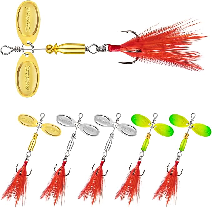TRUSCEND Vibespinner Easy Catch Fishing Lures with BKK Hooks, Tail Spinner Baits with 4 Actions, Vibrating Swimming Flashing & Jigging for More Bites, Spoon Lures for Bass Trout Crappie Walleye Pike