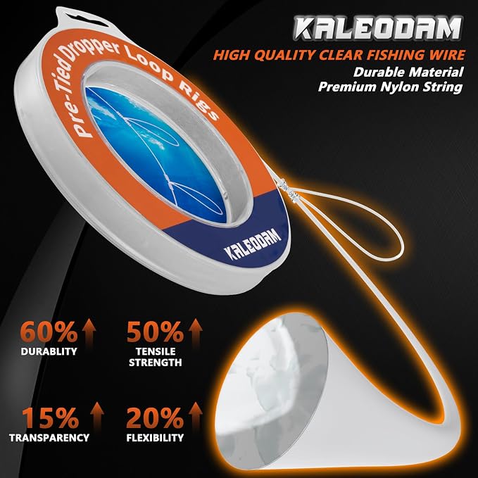 20lb-70lb 100knots Pre-Tied Dropper Loop Fishing Rig, 18" Spacing, 5.5" Loop Size, Ideal for Saltwater & Freshwater Fishing
