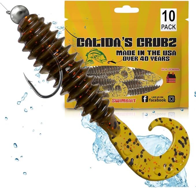 Galida's Grubz Soft Plastic Fish Bait Lures for Fishing | Fishing Bait Lure with Deep Ribs | Great for Beginners and Advanced Fishermen