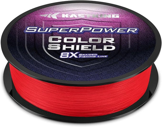 KastKing Superpower ColorShield Braided Fishing Line - Colorfast Braided Line, 100% Solution Dyed UHMWPE Fiber, Smooth & Strong Superline, Near Zero Stretch, Sensitive, High Abrasion Resistance