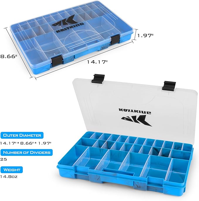 KastKing Tackle Boxes, Plastic Box, Plastic Storage Organizer Box with Removable Dividers - Fishing Tackle Storage - Box Organizer - 2 Packs /4 Packs Tackle Trays - Parts Box