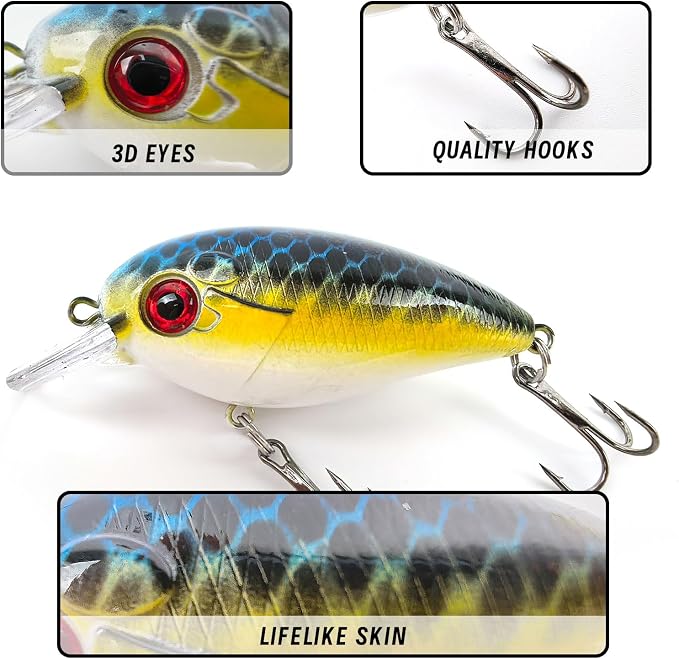 Fishing Lures Large Hard Bait Minnow VIB Lure with Treble Hook Life-Like Swimbait Fishing Bait Popper Crankbait Vibe Sinking Lure for Bass Trout Walleye Redfish
