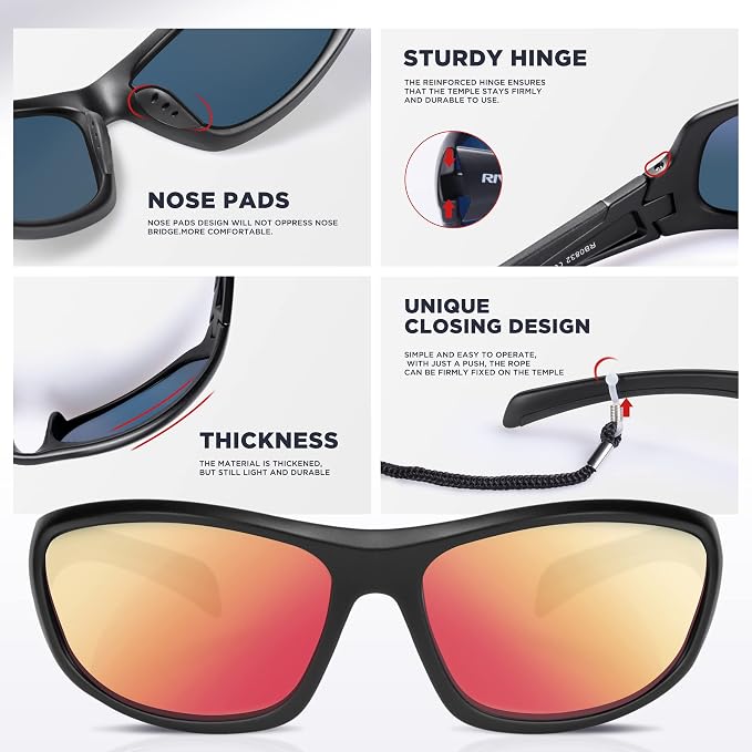 RIVBOS Polarized Sunglasses UV400 Protection for Men's and Women's Fishing, Cycling, and Outdoor Activities RB832