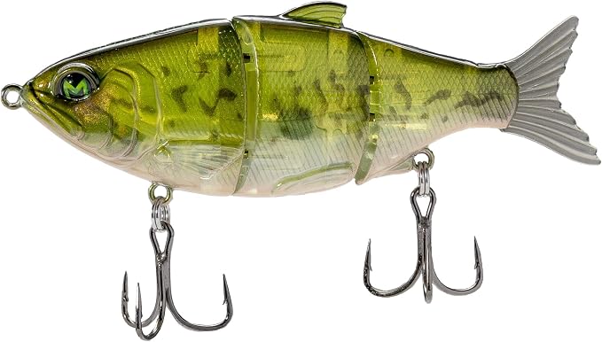 Lew's MachShad Fishing Lure, Lipless Jointed Swimbait, Realistic Swimming Action, Slow Sinking, Size 4 Mustad KVD Elite Short Triple Grip Treble Hooks