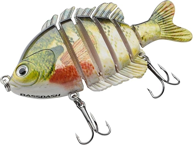 BASSDASH SwimPanfish Multi Jointed Panfish Bluegill Swimbaits Hard Topwater Bass Lures Fishing Lure Crank Saltwater 3.5in/0.85oz