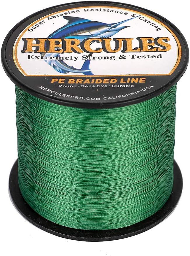 HERCULES Cost-Effective Super Cast 8 Strands Braided Fishing Line 10LB to 300LB Test for Salt-Water,109/328/547/1094 Yards(100M/300M/500M/1000M),Diam.#0.12MM-1.2MM,Hi-Grade Performance,Variety Colors