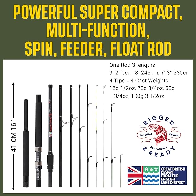 Rigged & Ready X Series™ Travel Fishing Rods. 6 Super Compact Combos and Rods, Multi-Functional, Spinning Poles. 5 to 25 Techniques from one Rod. Spin, Bass, Carp, Fly. Fresh & Saltwater Angling.