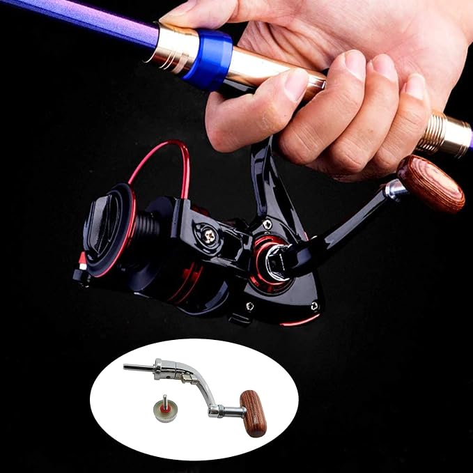 heyous Stainless Steel Fishing Spinning Reel Handle Replacement Part Fishing Accessories, Silver Tone