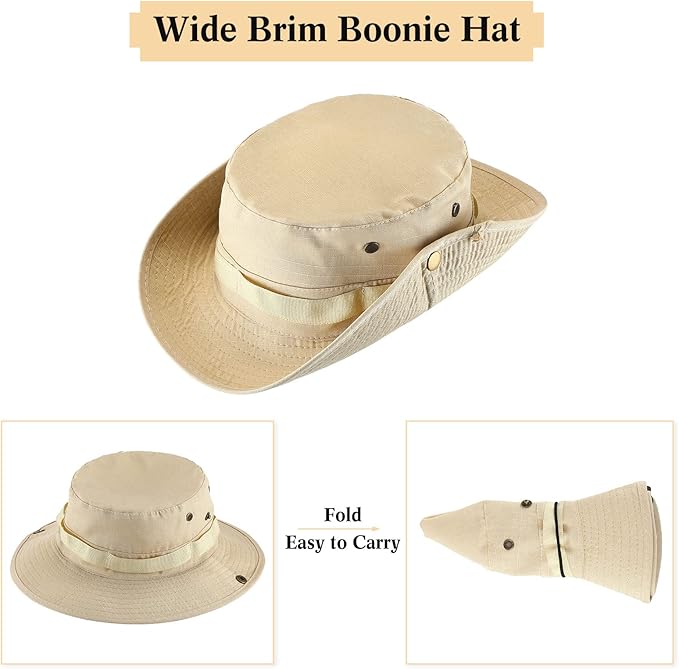 Xtinmee 10 Pcs Bucket Hat Bulk Safari Hat Wide Brim Boonie Hiking Fishing with Chin Strap for Women Men Adult Summer