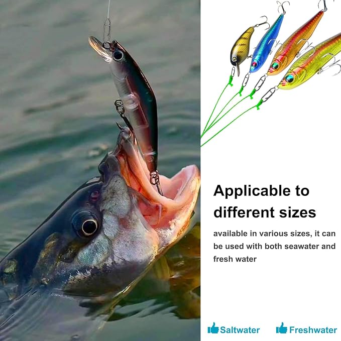 100PCS Fishing Speed Clips, Fishing Swivels & Snaps, High Strength Speed Clips for Fishing Lures, Quick Change Snap Set, Freshwater Saltwater Lure Connector Tackle