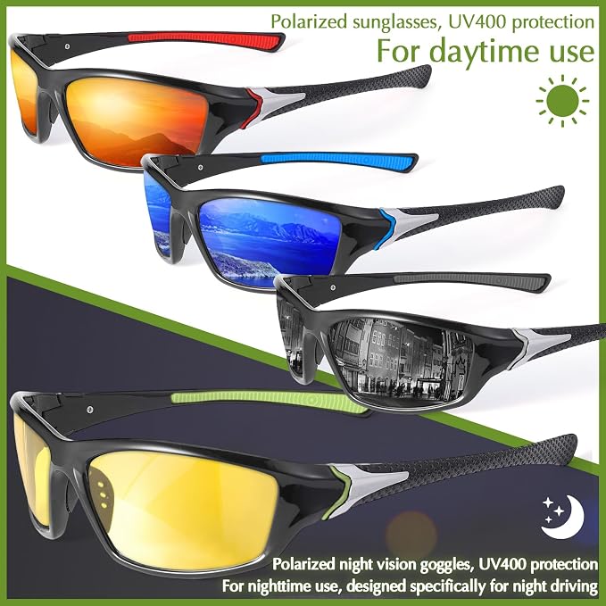 4/5Pack Polarized Sports Sunglasses for Men Women Baseball Cycling Running Fishing UV Protection Sun Glasses