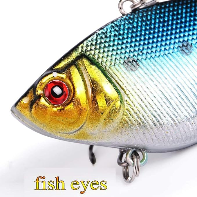 Sougayilang Fishing Lures Large Hard Bait Minnow VIB Lure with Treble Hook Life-Like Swimbait Fishing Bait Popper Crankbait Vibe Sinking Lure for Bass Trout Walleye Redfish