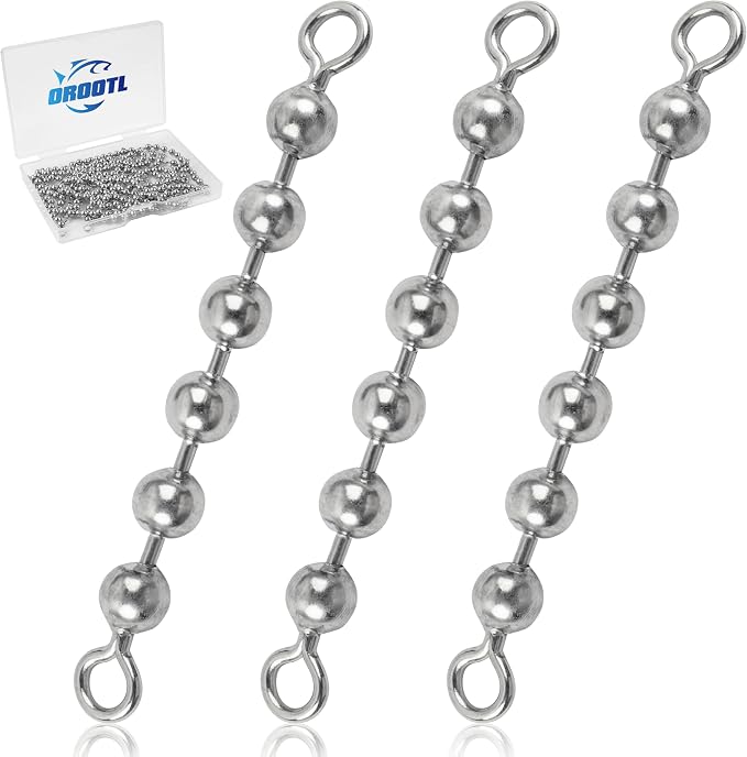 OROOTL Fishing Bead Chain Swivels, 20/40pcs Fishing Swivels Stainless Steel High Speed Trolling Swivels Catfish Swivel Fishing Balls Chain Swivels Fishing Tackle for Freshwater Saltwater