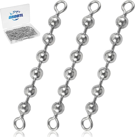 OROOTL Fishing Bead Chain Swivels, 20/40pcs Fishing Swivels Stainless Steel High Speed Trolling Swivels Catfish Swivel Fishing Balls Chain Swivels Fishing Tackle for Freshwater Saltwater