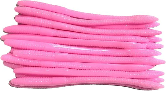 20 Pcs 6.25" Drop Shot Finesse Worms (Scented, Floats) Soft Plastic Baits for Bass Fishing