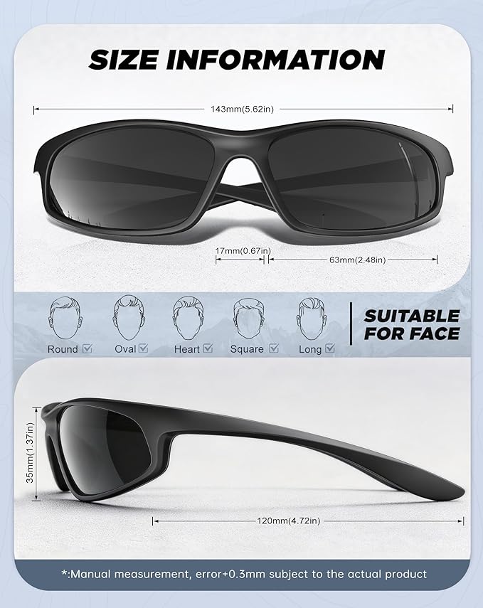 KALIYADI Mens-Sunglasses Polarized Sunglasses-Men Sports: Sport Sun Glasses for Running Cycling Fishing with UV Protection