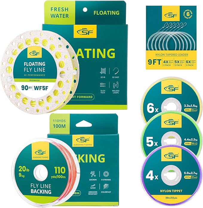 SF Fly Fishing Line with Two Welded Loops Weight Forward Floating Fly Lines Trout 90FT WF2 3 4 5 6 7 8 9F Multi-Color Freshwater
