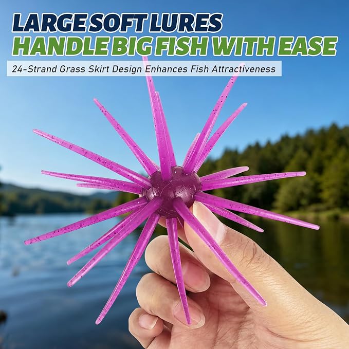 6 Pcs Soft Urchin Lures Fishing Saltwater Slow Floating Lures for Bass Trout Crappie