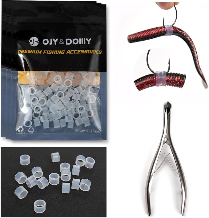 Wacky Worm O-Rings (180/150/120 Packs) – Heavy-Duty Silicone Senko Bait Protector (Only Kit Includes Tool) | Prevents Bass from Ripping Soft Plastics | Fits All Senko Worms (Small/Medium/Large)